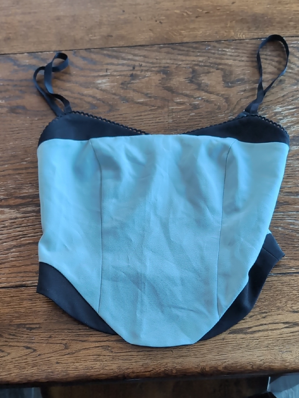 white Fox Blue and Black Satin Bustier Top